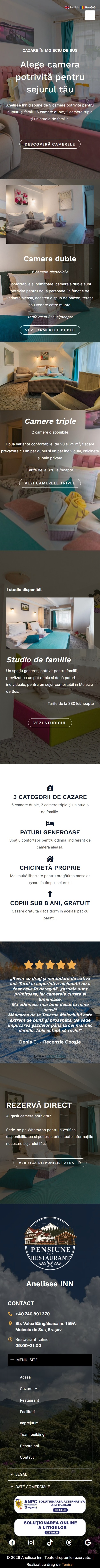 Pagina de cazare pe mobil