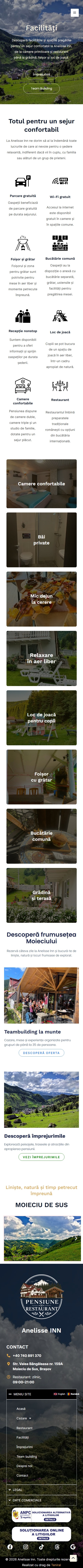 Pagina de facilități pe mobil