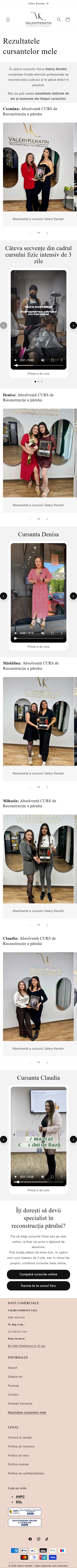 Pagina cu rezultatele cursantelor pe mobil