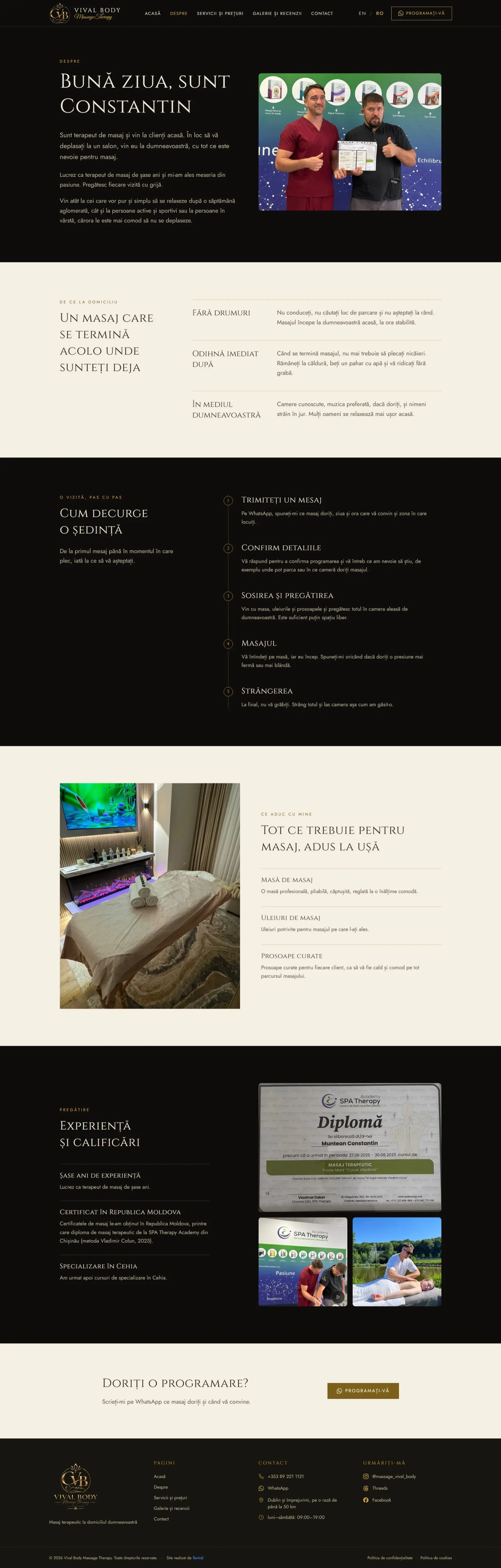 Pagina Despre pe desktop